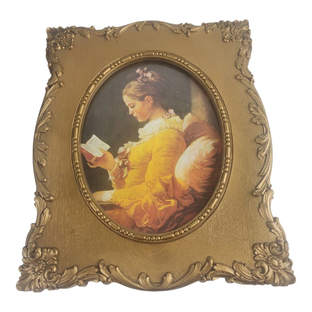 Vintage 82 HOMCO Reproduction Young Girl Ornate Gold Fram (14 x 12)